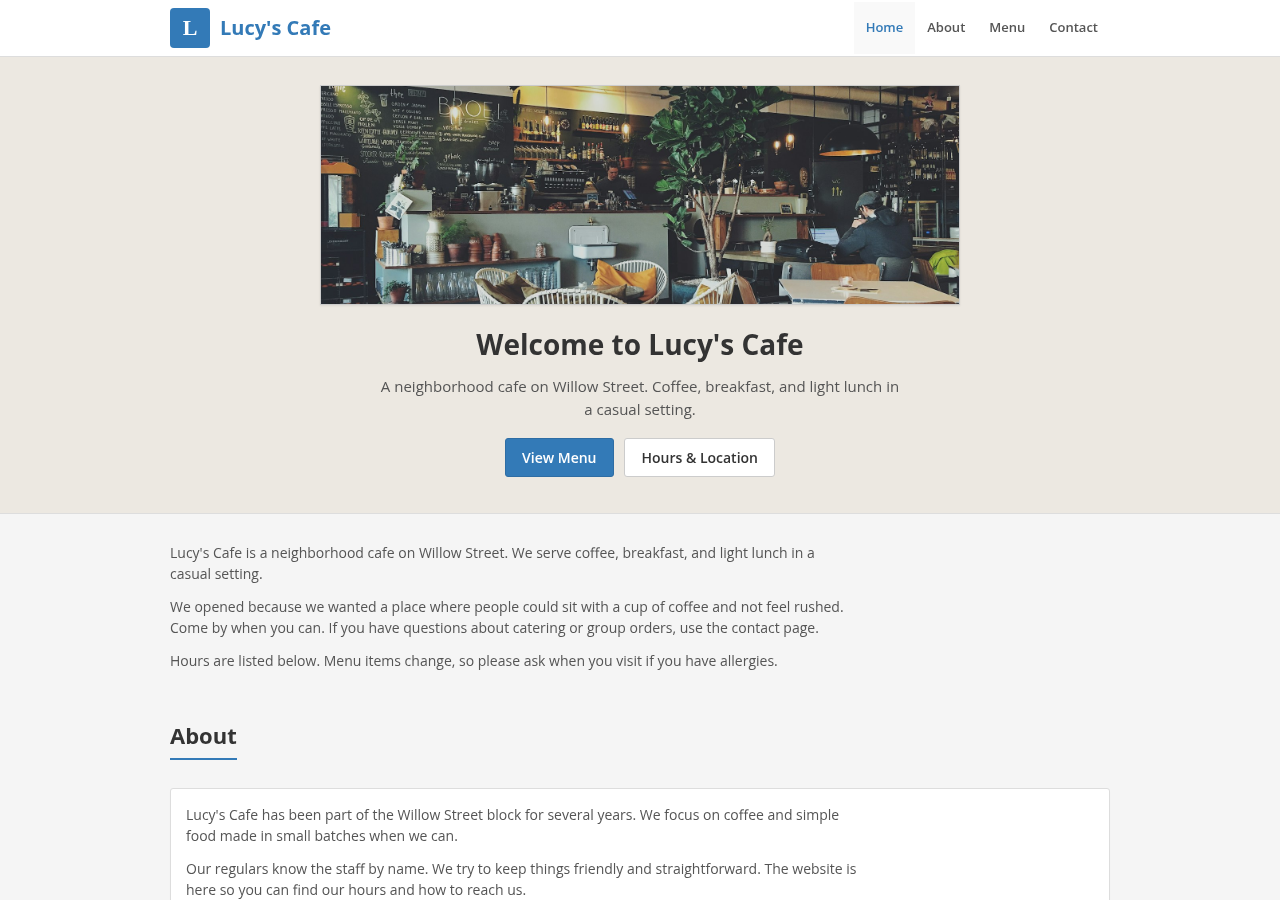 Outdated Lucy's Cafe Willow website before rewrite